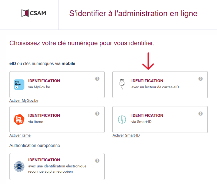 compte en ligne : lecteur de carte ID